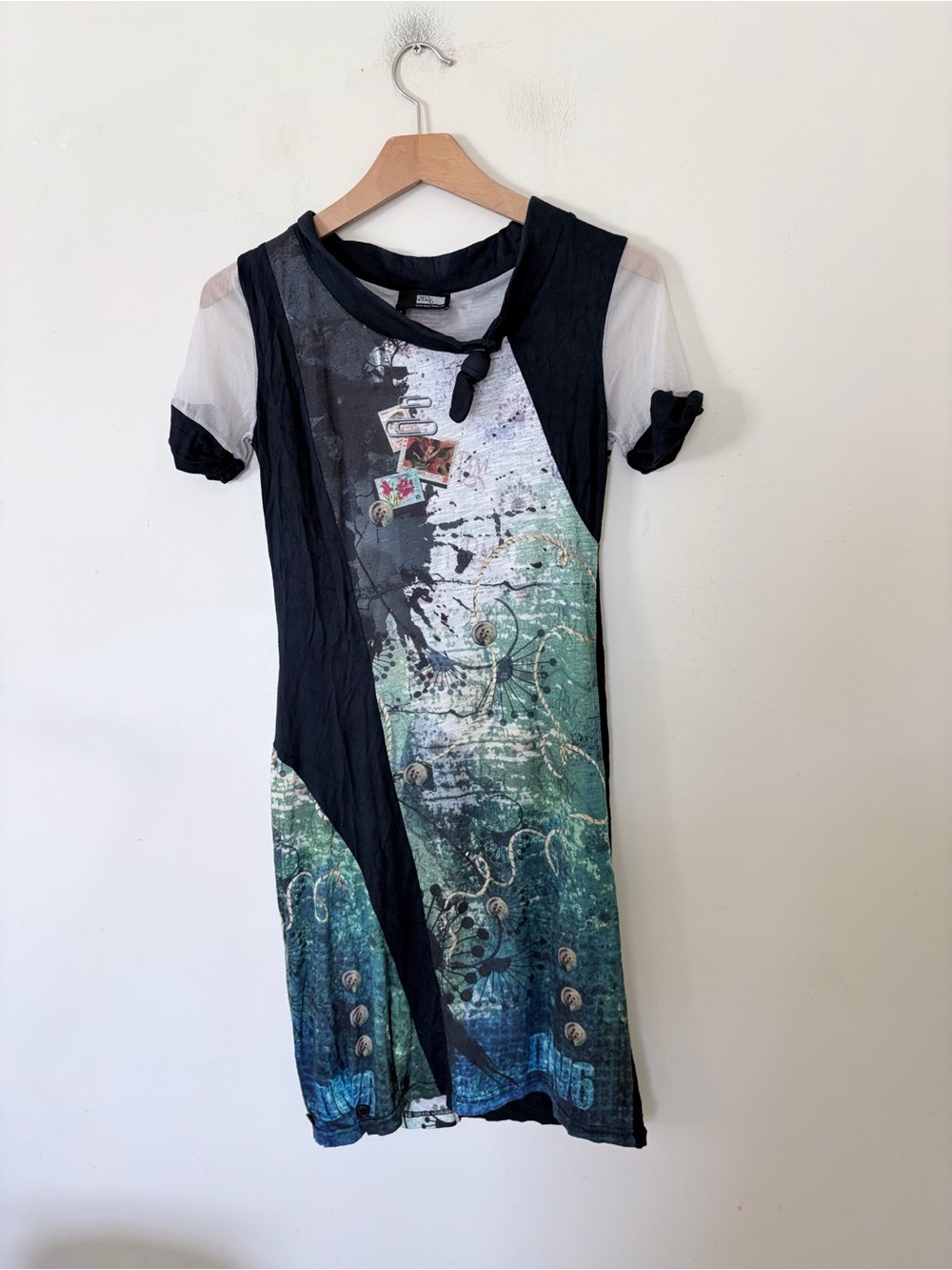 2026 Deux Mille Vingt Six vintage y2k artsy midi dress featuring an asymmetric b